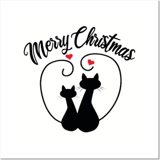 Lovely cat couple christmas Posters and Art